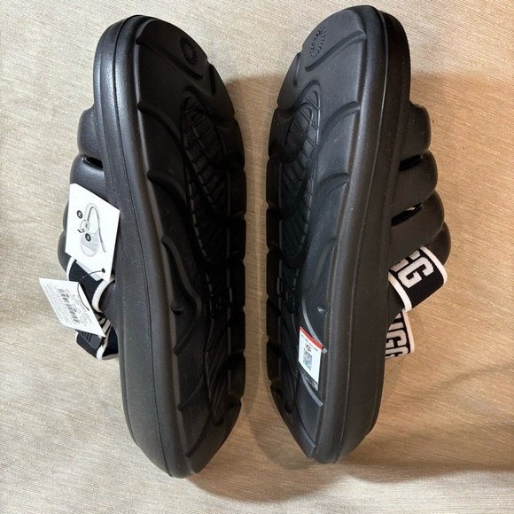 UGG Sz 9 Sport Yeah Puffer Detachable Logo Print Backstrap Slides Clogs Sandals - Picture 6 of 9